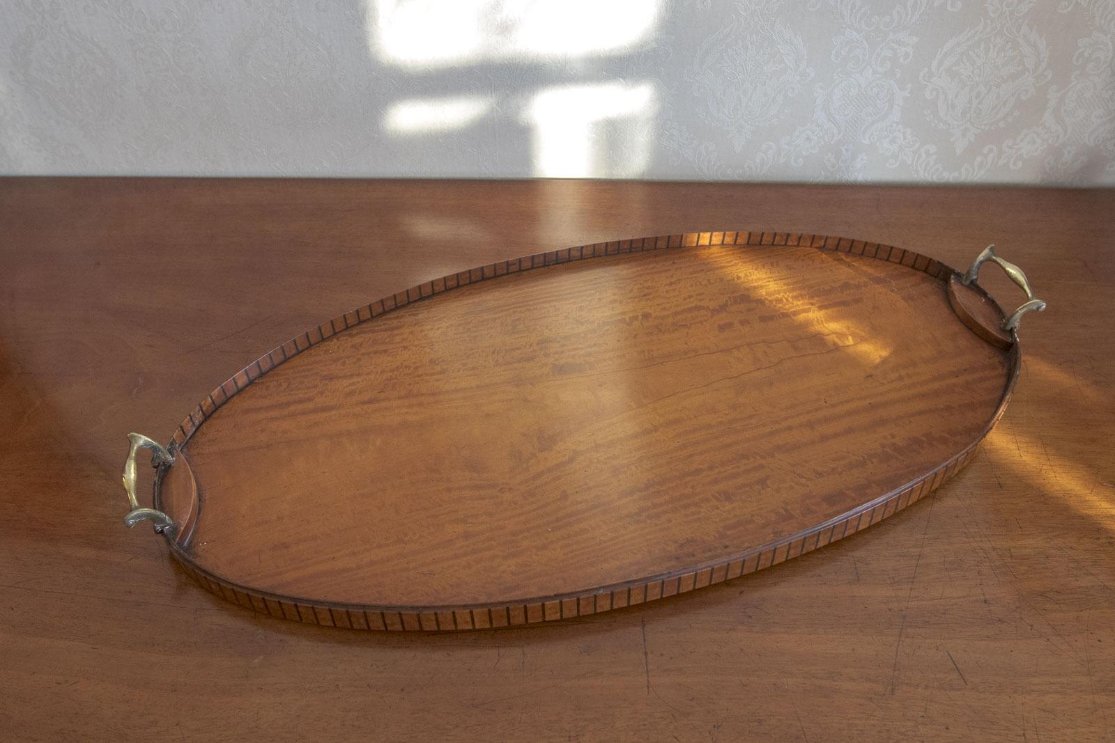 Satinwood Tray with Original Brass Carrying Handles (1 of 6)