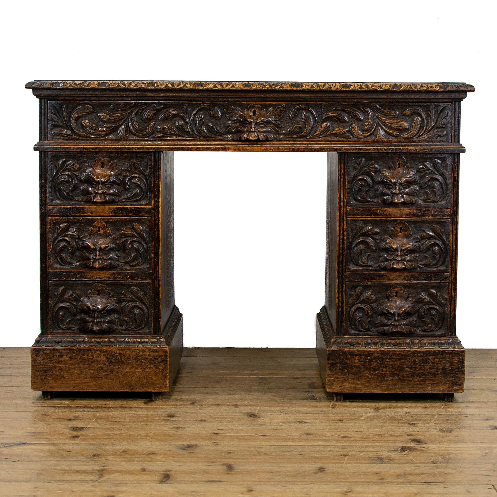 Victorian Antique Carved Oak Greenman Desk (1 of 11) Victorian Antique Carved Oak Greenman Desk (1 of 11)