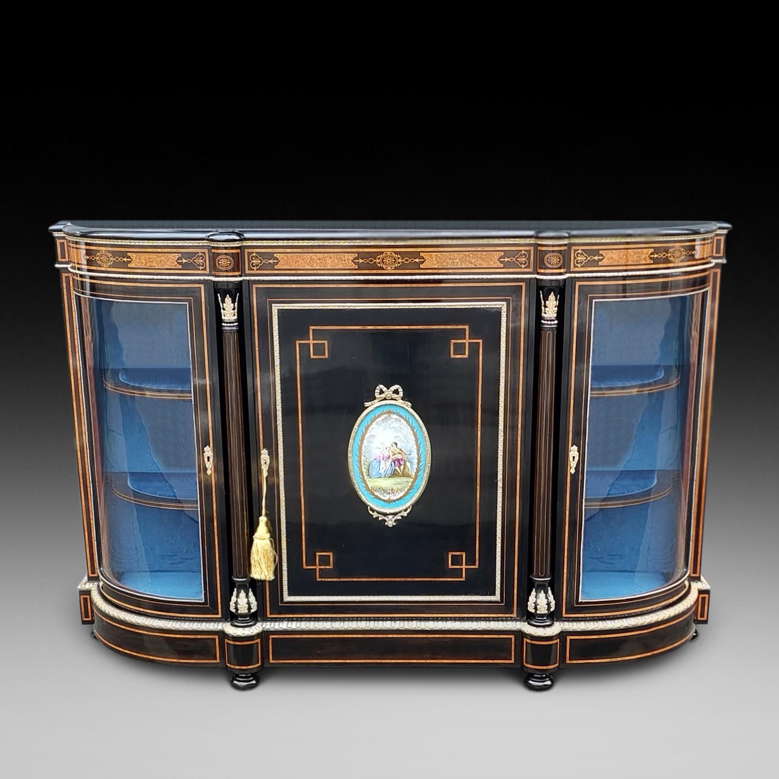 Victorian Walnut, Ebonised & Marquetry  Inlaid Credenza (1 of 10)