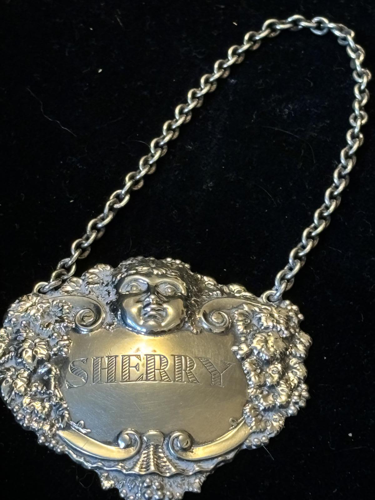 Silver Decanter Label Sherry Turner & Simpson 1962 (1 of 7) Silver Decanter Label Sherry Turner & Simpson 1962 (1 of 7)