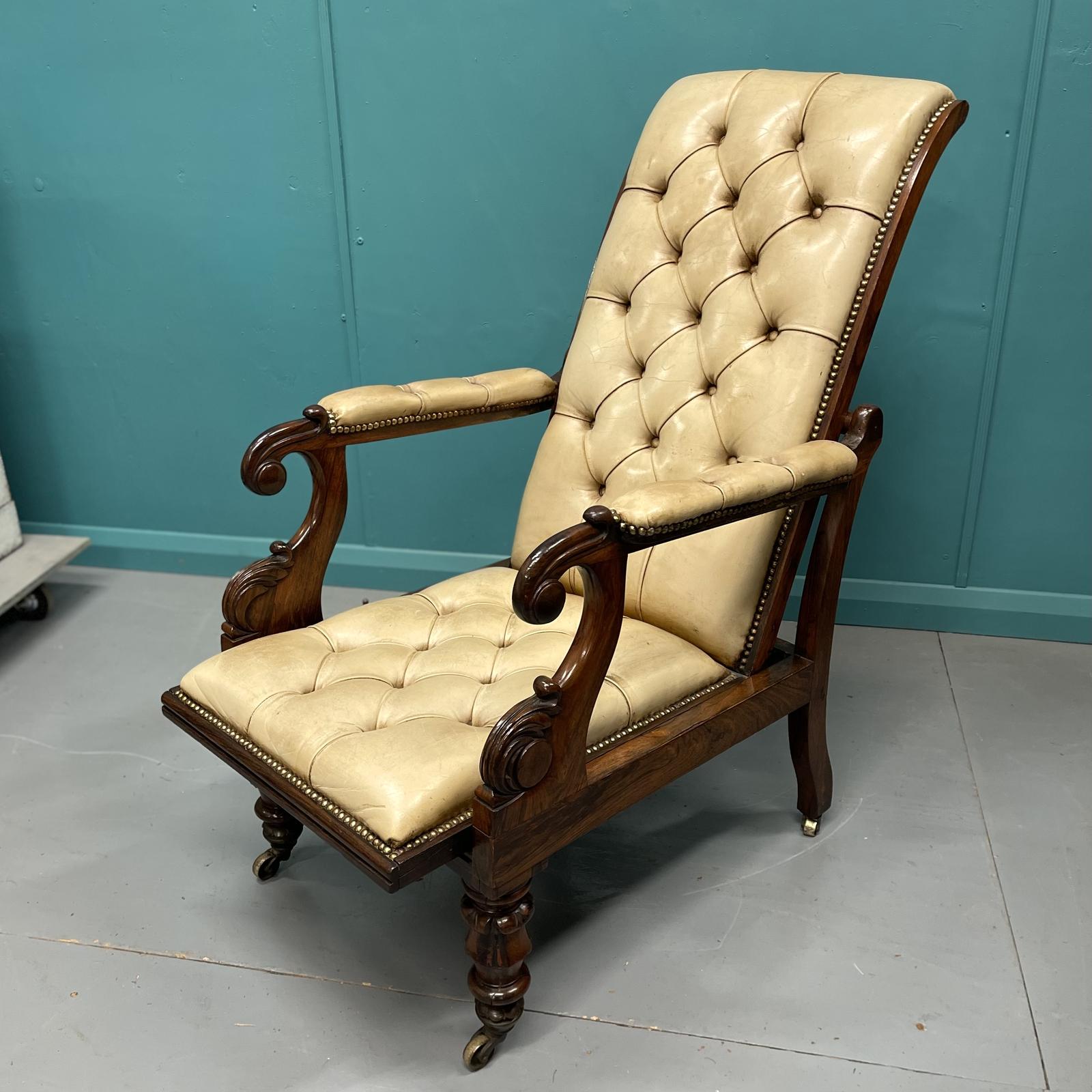 Reclining Buttoned Leather Armchair (1 of 9)