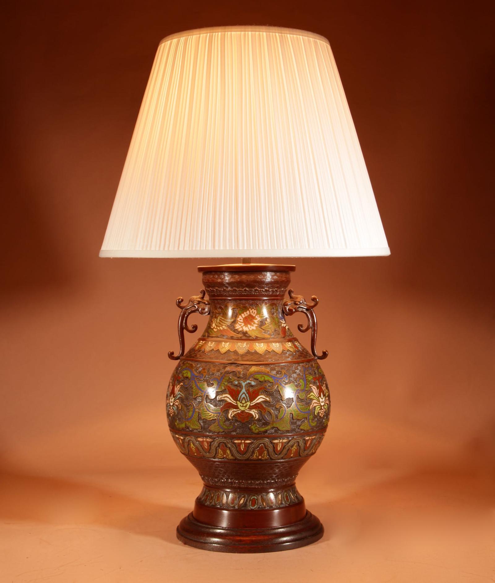 Large Impressive Champlevé Japanese Bronze Table Lamp (1 of 7) Large Impressive Champlevé Japanese Bronze Table Lamp (1 of 7)