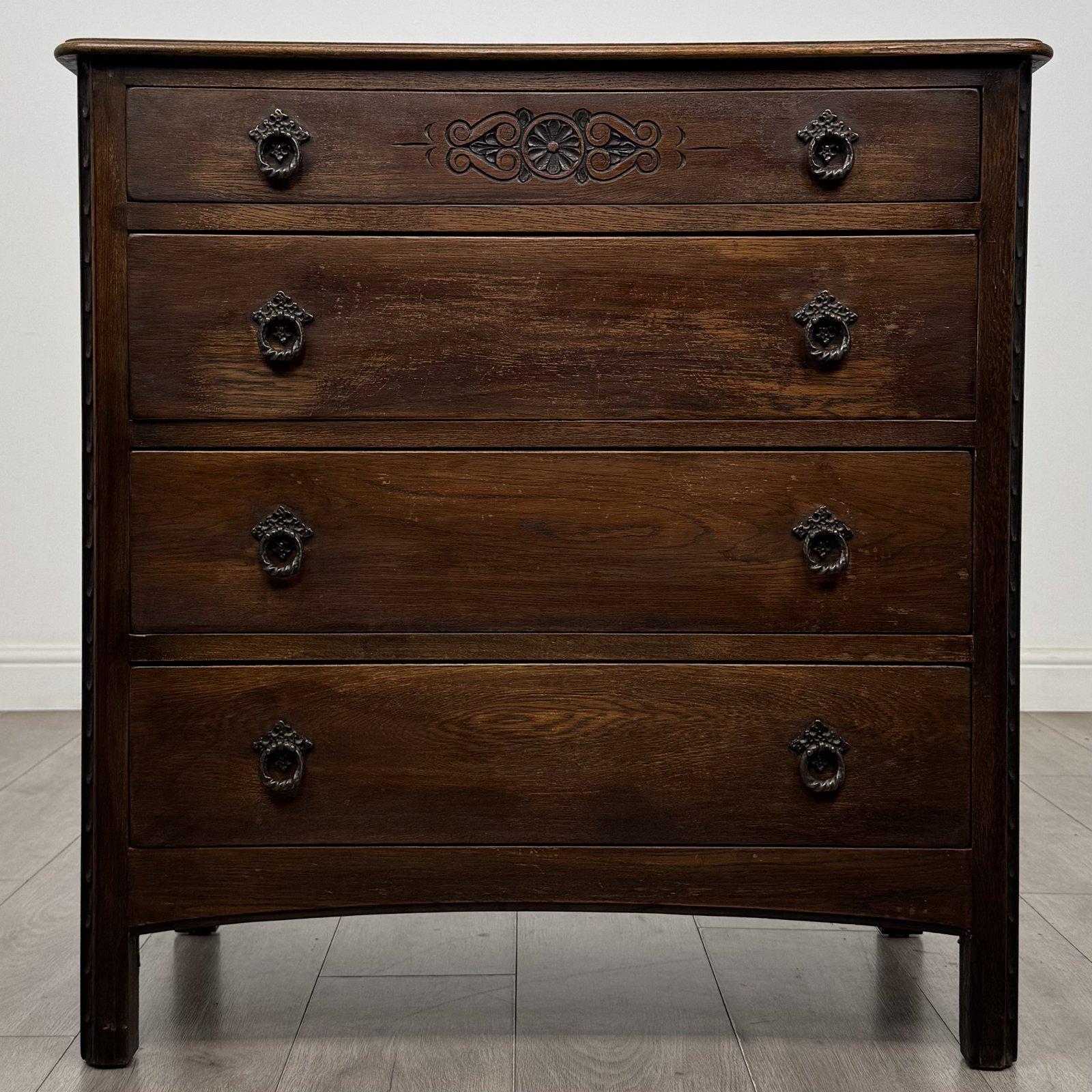 Antique Carved Oak Chest of Drawers | Four Drawers | AF-6573 (1 of 11) Antique Carved Oak Chest of Drawers | Four Drawers | AF-6573 (1 of 11)