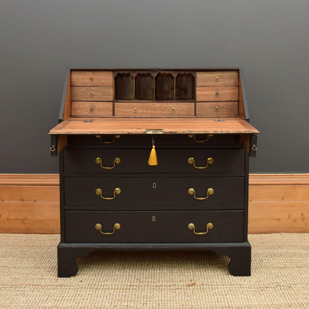 George III Painted Black Bureau with Original Wood Interior (1 of 7) George III Painted Black Bureau with Original Wood Interior (1 of 7)