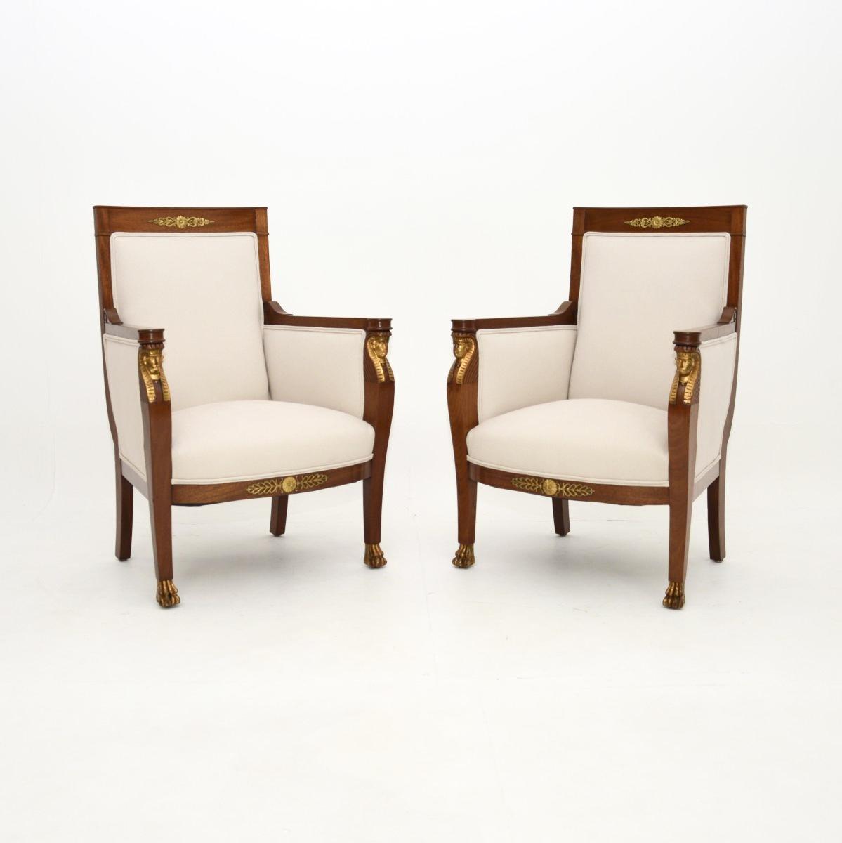Pair of Antique Swedish Neoclassical Mahogany Armchairs (1 of 9)