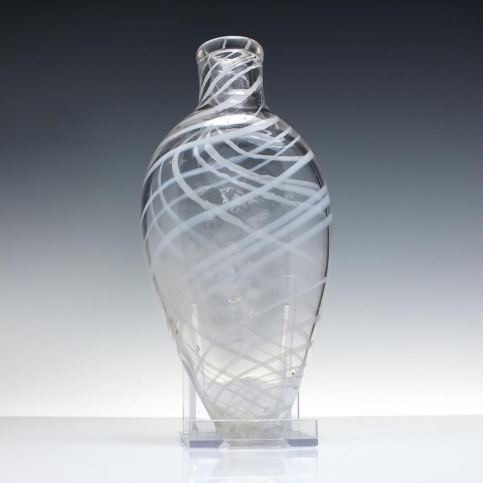 19th Century Nailsea Glass Flask with White Trailing c.1830 (1 of 5)