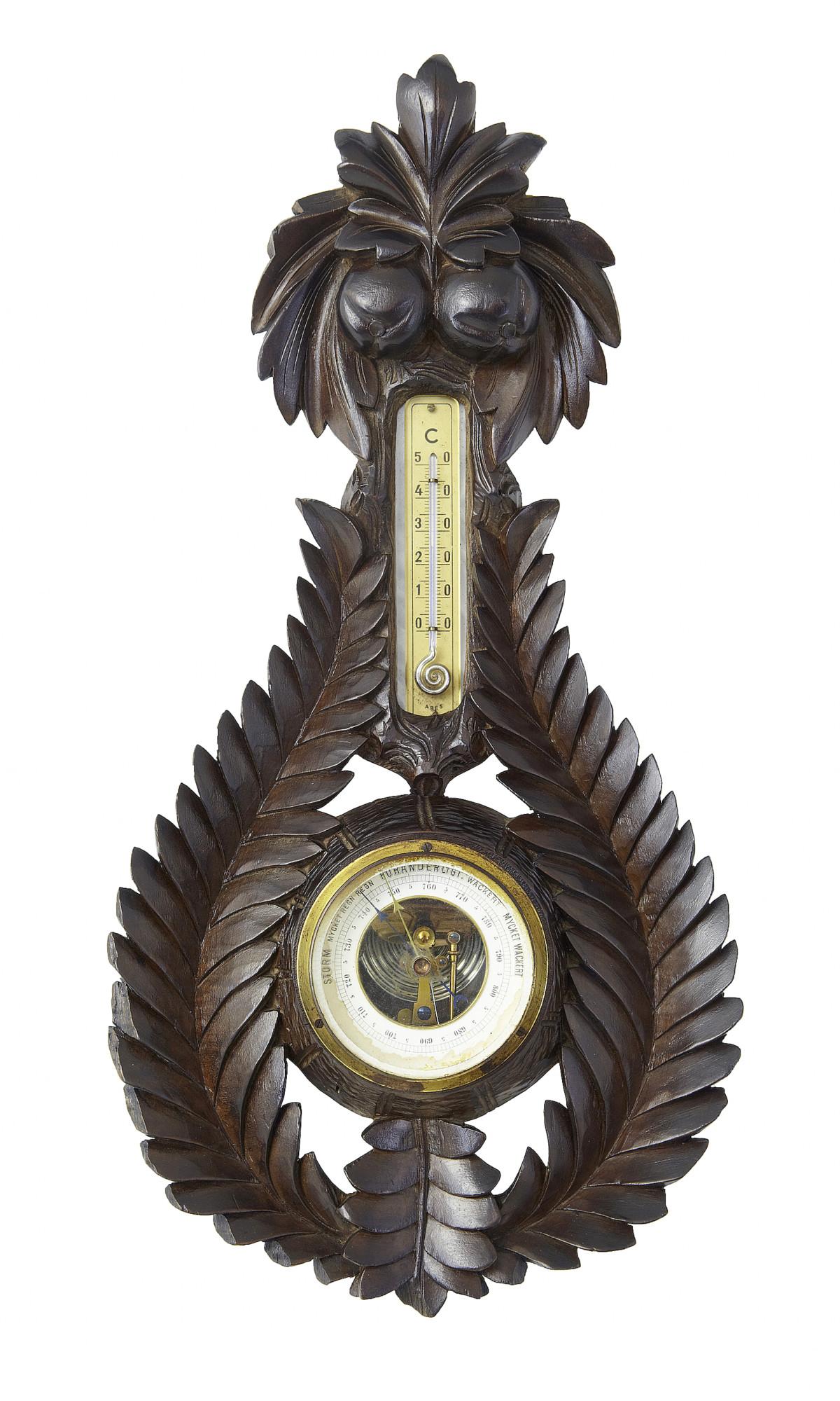 19th Century Danish Carved Walnut Barometer (1 of 7)