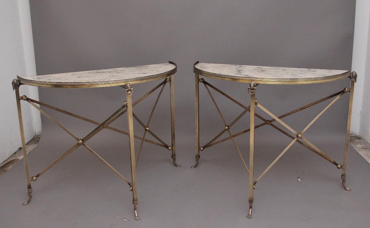 Pair of Brass & Marble Top Console Tables (1 of 12) Pair of Brass & Marble Top Console Tables (1 of 12)