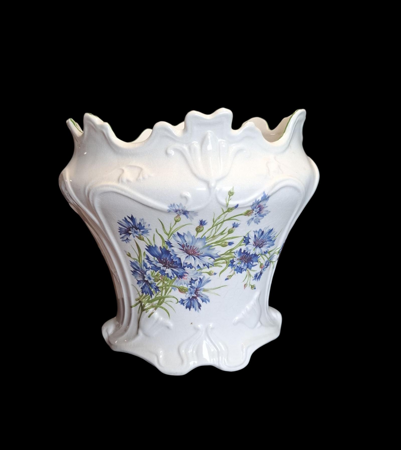James Kent White Jardinière with a Hand-painted Floral Design (1 of 2)