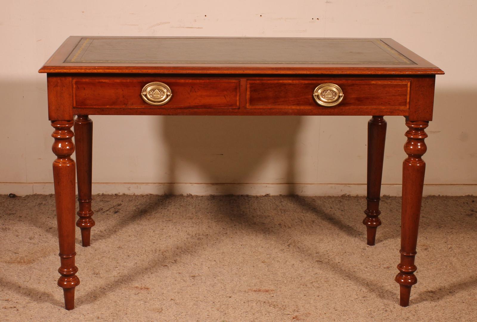 19th-centurywriting Table/ Desk With Two Drawers In Mahogany With Inlays (1 of 13) 19th-centurywriting Table/ Desk With Two Drawers In Mahogany With Inlays (1 of 13)