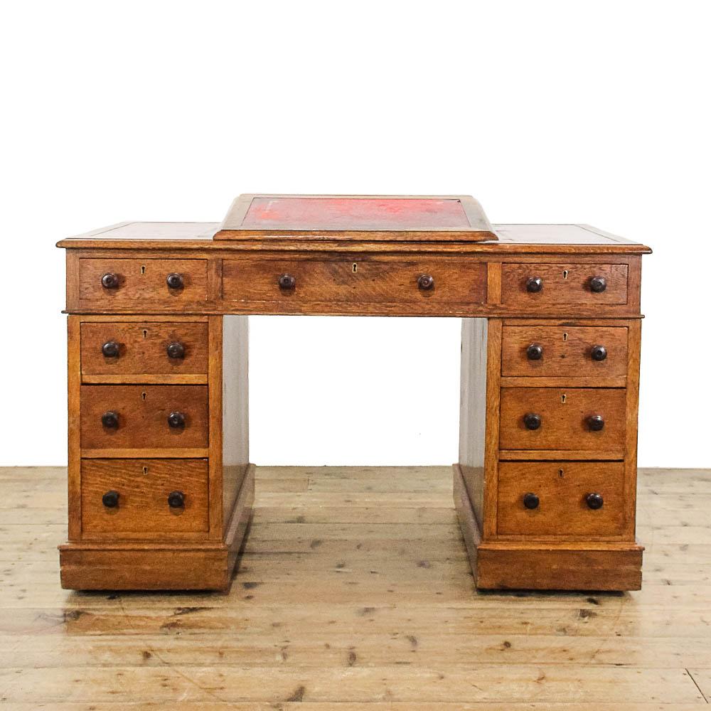 Antique Victorian Oak Pedestal Desk (1 of 12)
