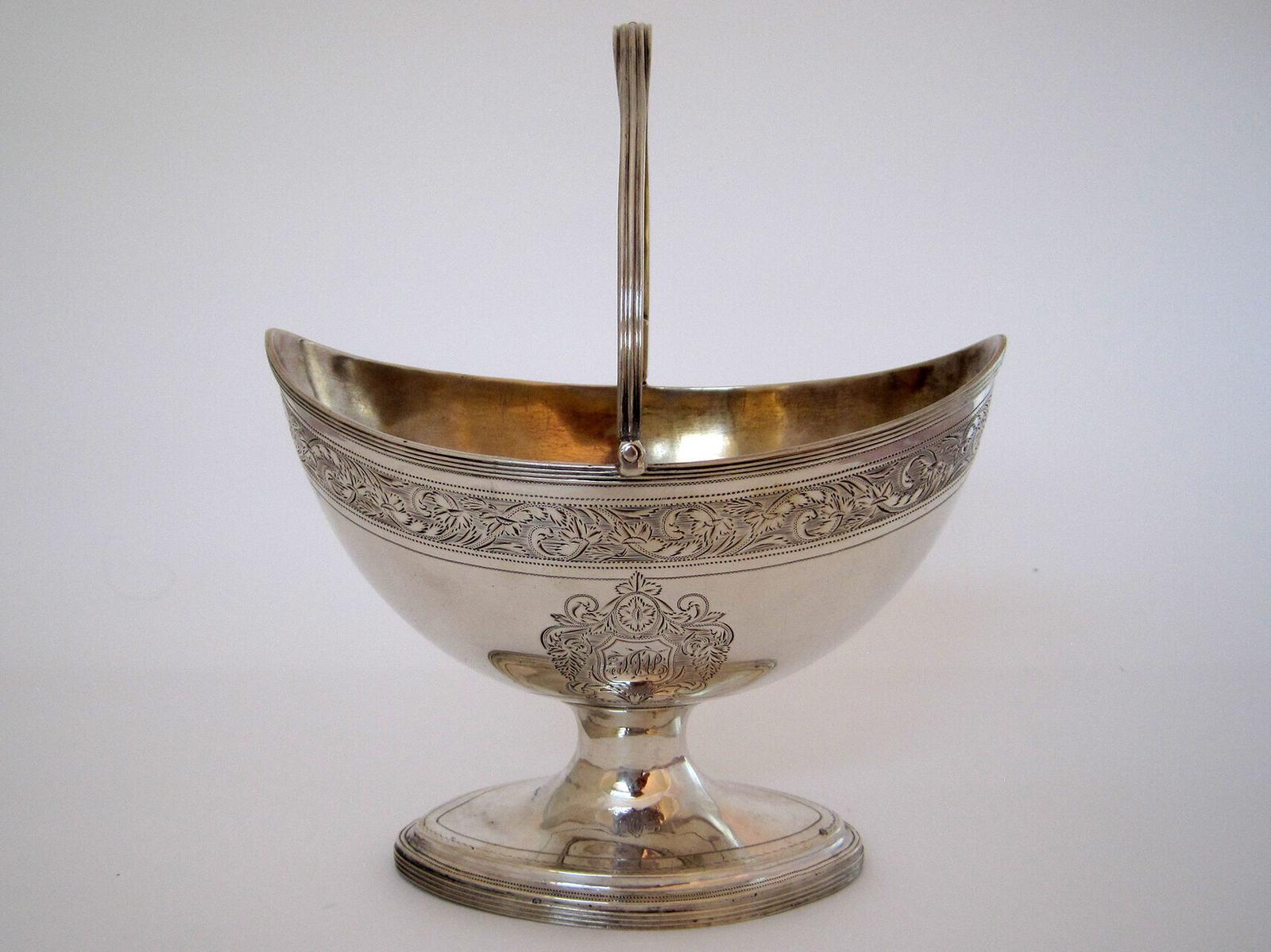 George III Oval Silver Sugar Basket with a Reeded Swing Handle (1 of 7) George III Oval Silver Sugar Basket with a Reeded Swing Handle (1 of 7)