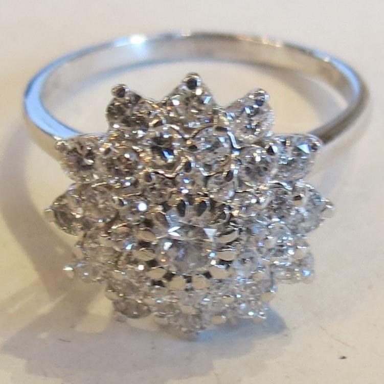 Vintage Diamond Floral Cluster White Gold Ring (1 of 5)