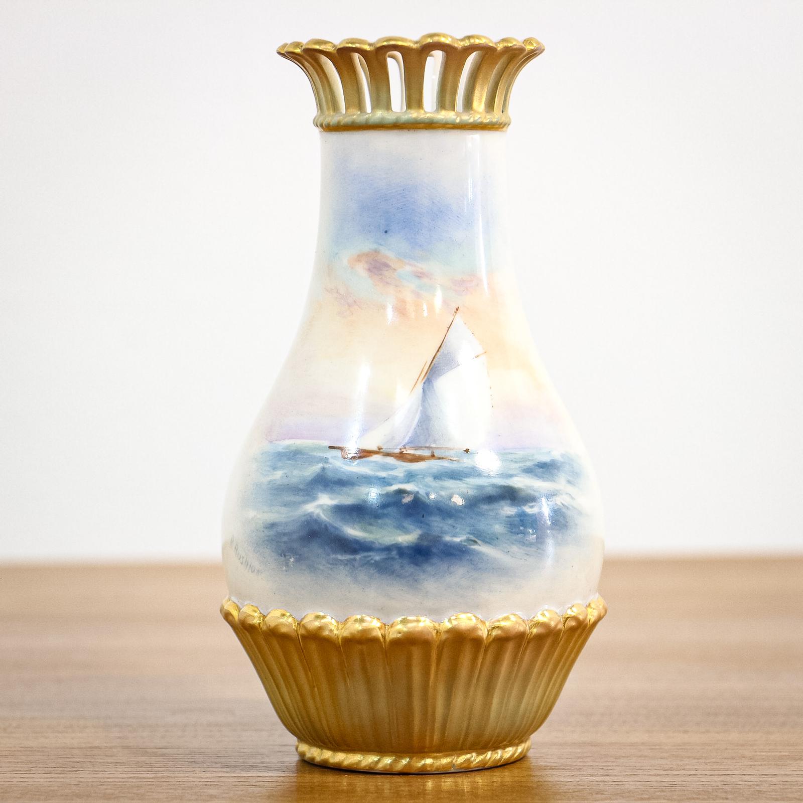 Royal Worcester Seascape Reticulated Vase (1 of 9) Royal Worcester Seascape Reticulated Vase (1 of 9)