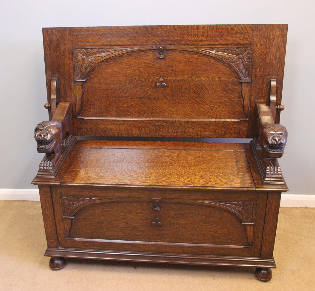 Antique Oak Monks Bench / Hall Seat (1 of 11) Antique Oak Monks Bench / Hall Seat (1 of 11)