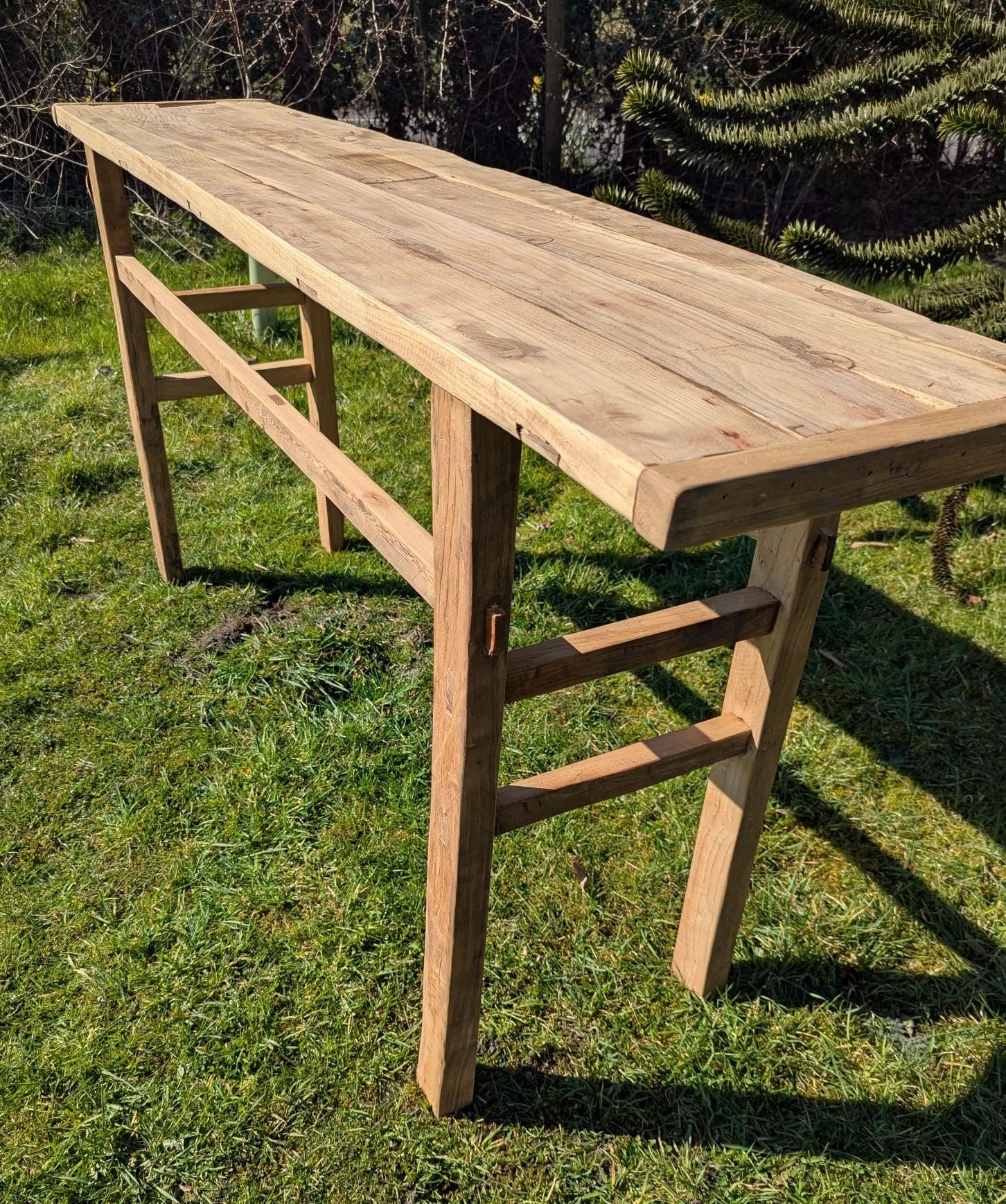 Vintage Rustic Reclaimed Elm 5 Plank Console Table (1 of 4) Vintage Rustic Reclaimed Elm 5 Plank Console Table (1 of 4)