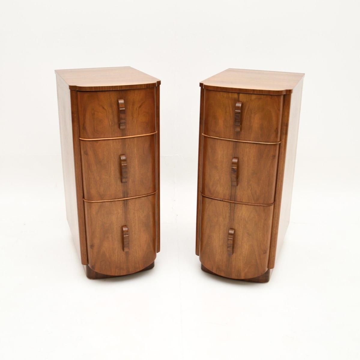 Pair of Art Deco Figured Walnut Bedside Chests (1 of 8) Pair of Art Deco Figured Walnut Bedside Chests (1 of 8)