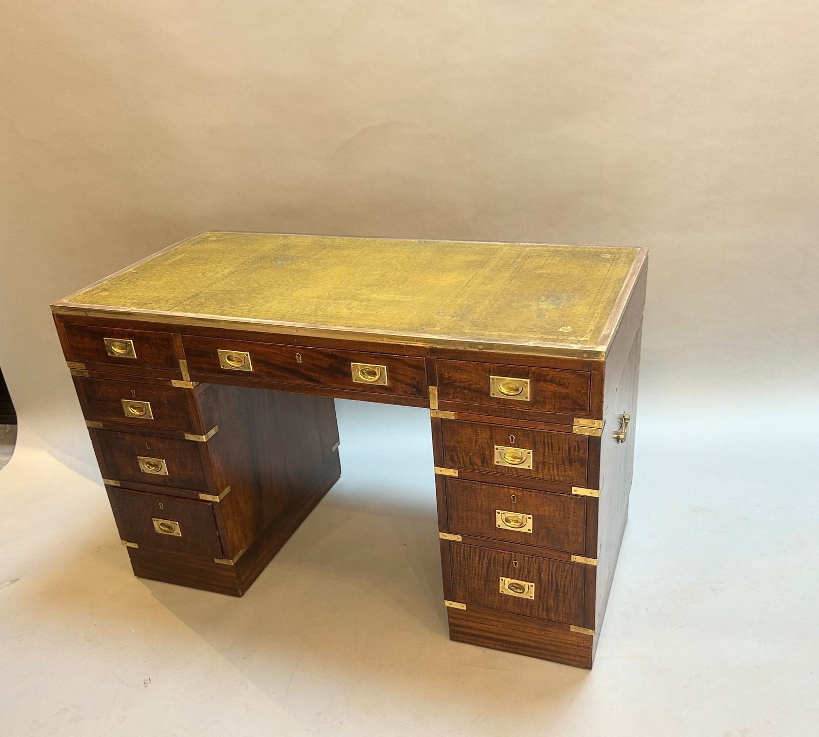 C19th Mahogany Campaign Pedestal Desk (1 of 16) C19th Mahogany Campaign Pedestal Desk (1 of 16)