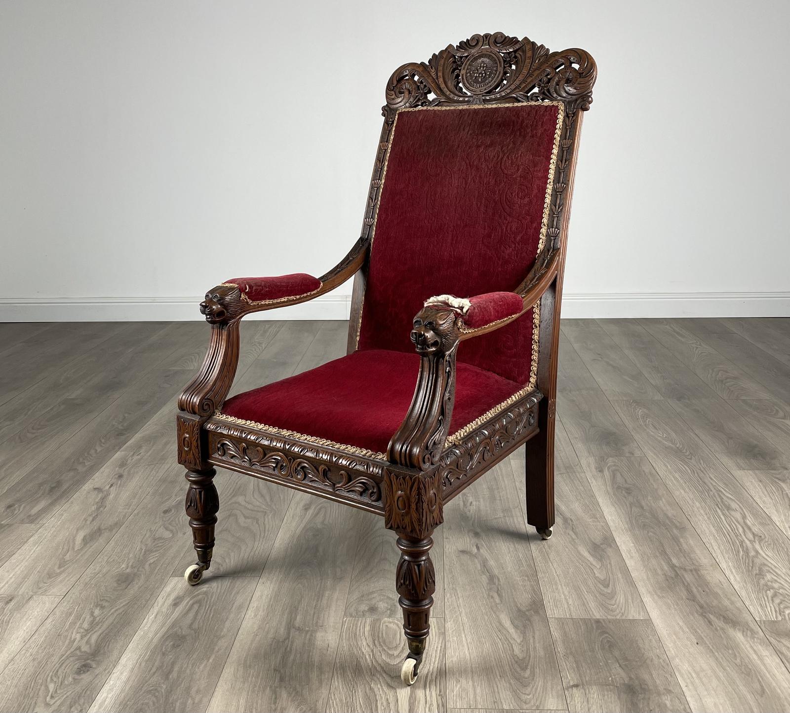 Antique Late 19th Century Carved Oak Armchair (1 of 13) Antique Late 19th Century Carved Oak Armchair (1 of 13)