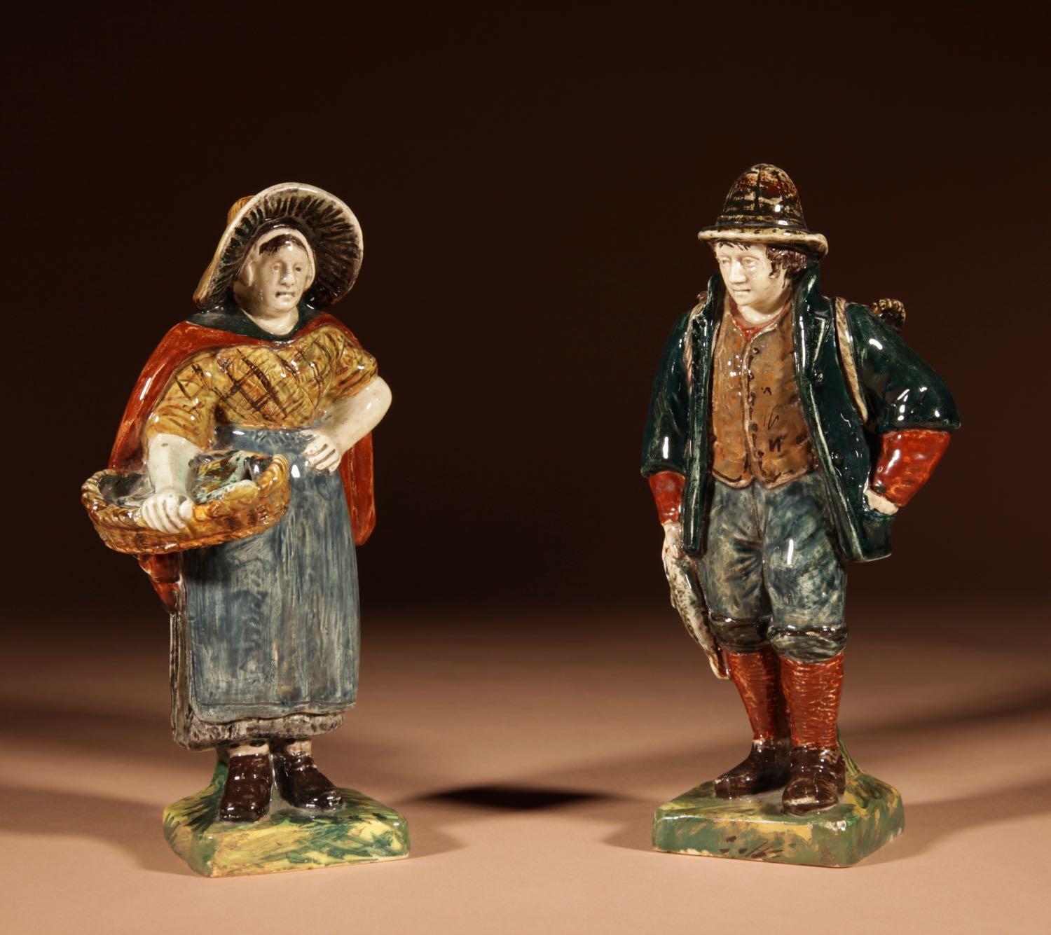 Rare Pair of Dutch Rozenburg Figures, Showing a Fisherman & Woman - Marked For Rozenburg, 1894 (1 of 11)