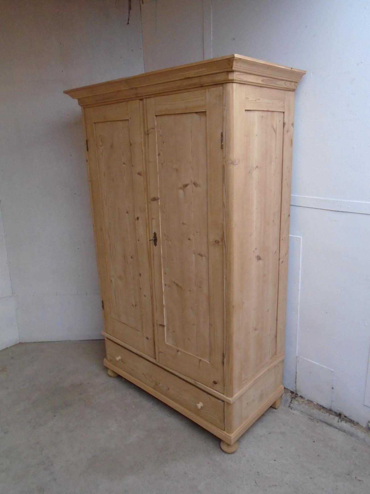 Panelled Narrow Antique Pine Knockdown Wardrobe to wax / paint