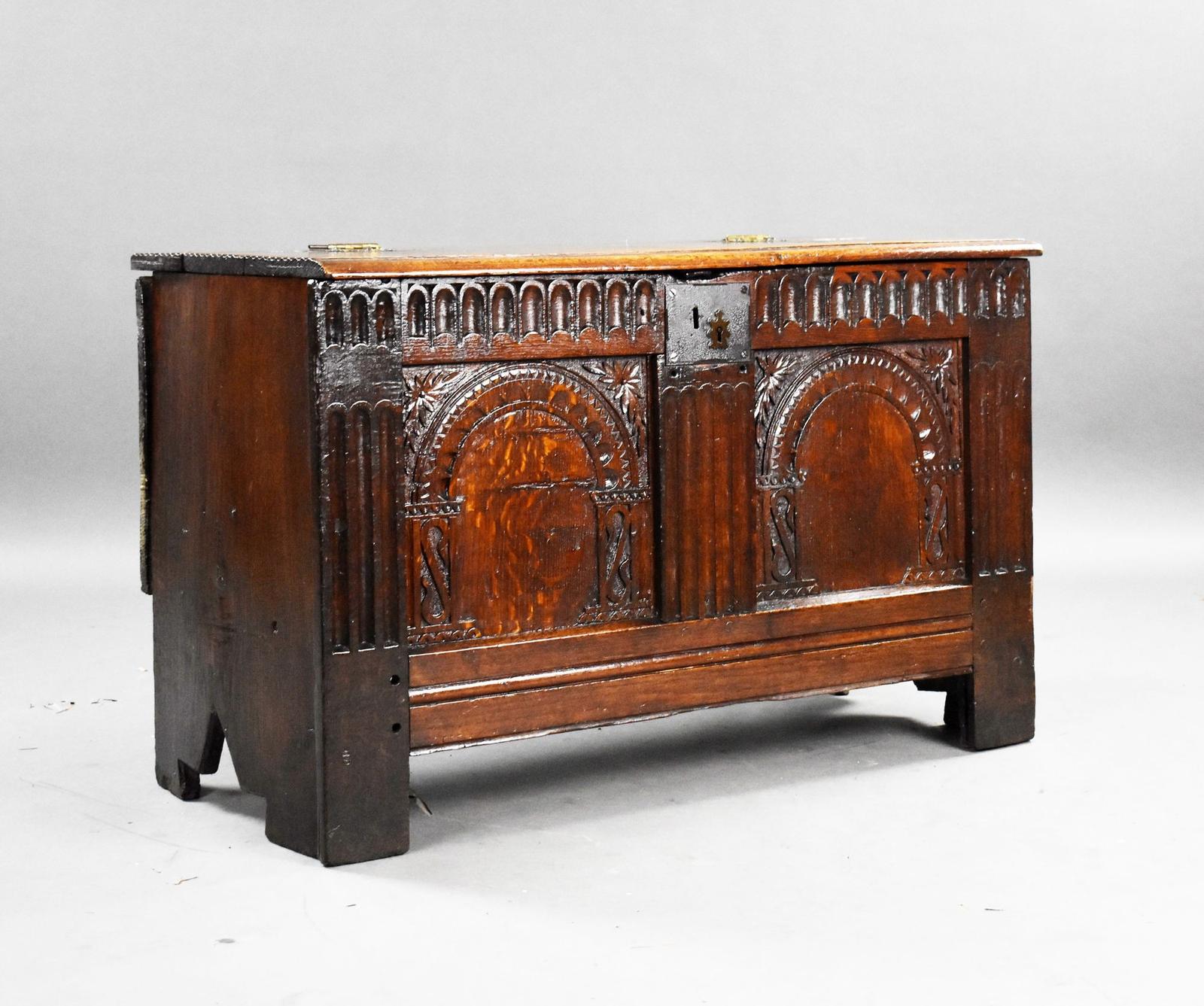 Antique Carved Oak Coffer (1 of 9)