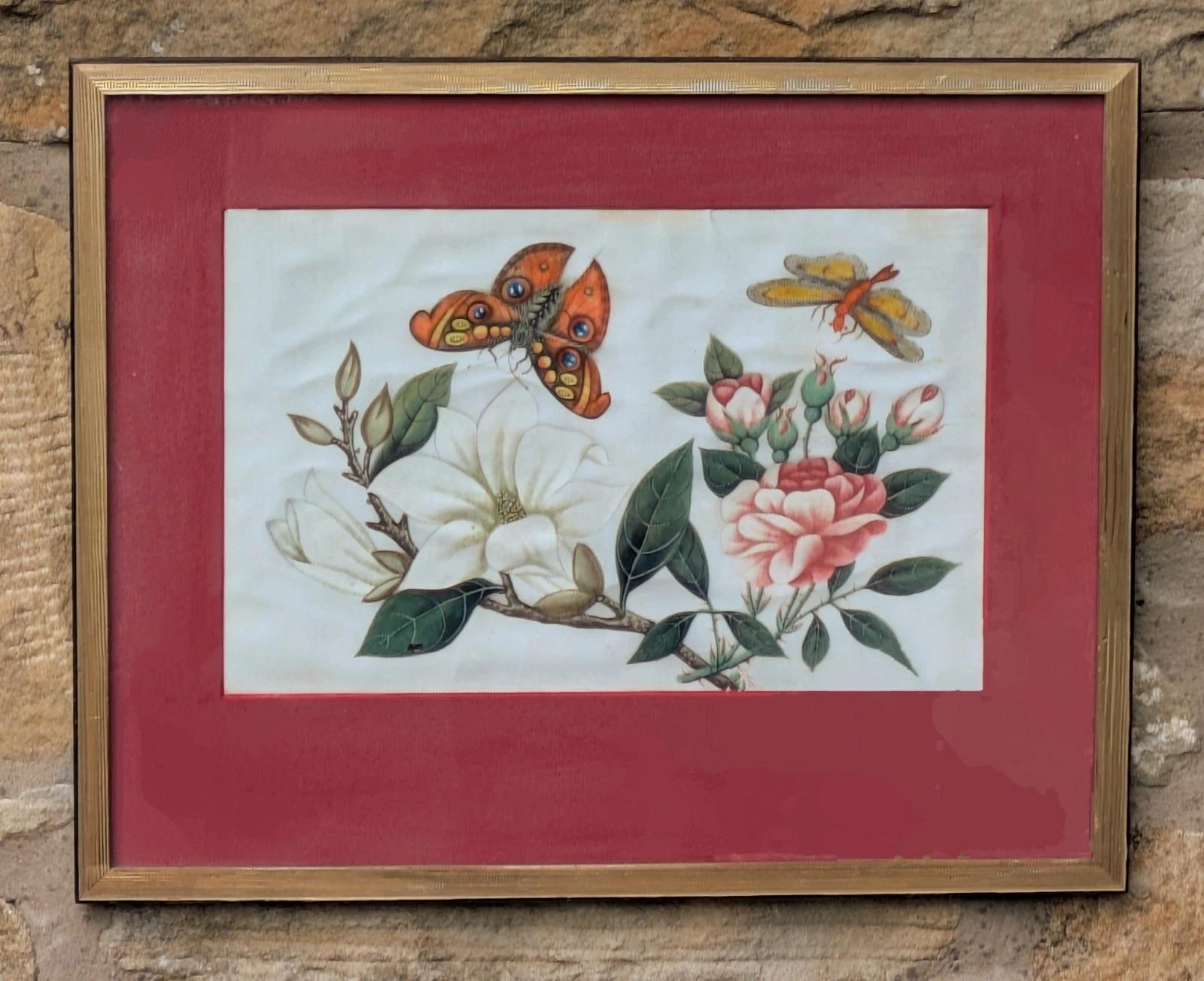 Antique Chinese Watercolour Painting Butterflies & Blossoms (1 of 7) Antique Chinese Watercolour Painting Butterflies & Blossoms (1 of 7)
