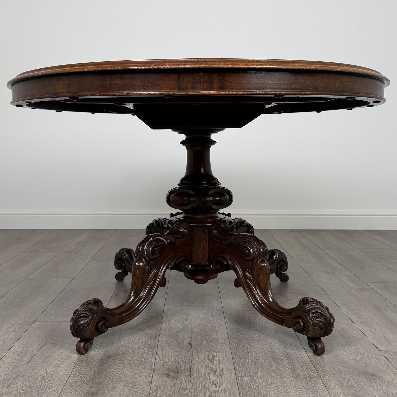 Antique 19th Century Fine Quality Loo Table in Burr Walnut (1 of 5)