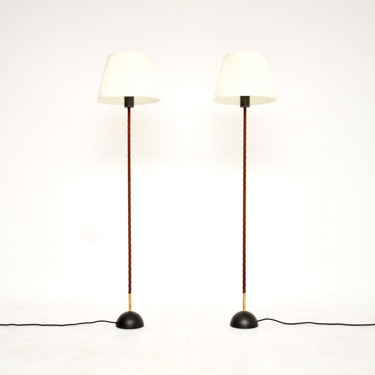 Pair of Vintage Swedish Leather Bound Floor Lamps (1 of 9)
