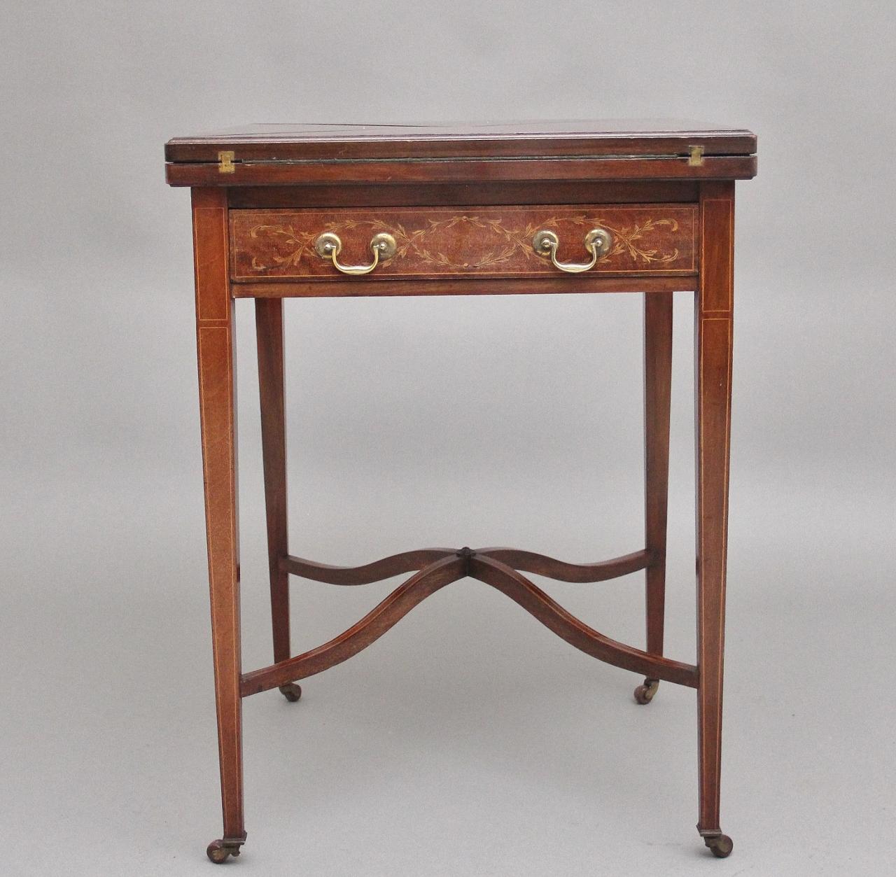 Early 20th Century Mahogany & Inlaid Card Table (1 of 14)