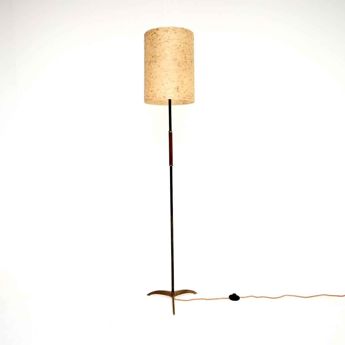 Vintage Brass and Steel Floor Lamp with Original Textured Shade (1 of 8) Vintage Brass and Steel Floor Lamp with Original Textured Shade (1 of 8)