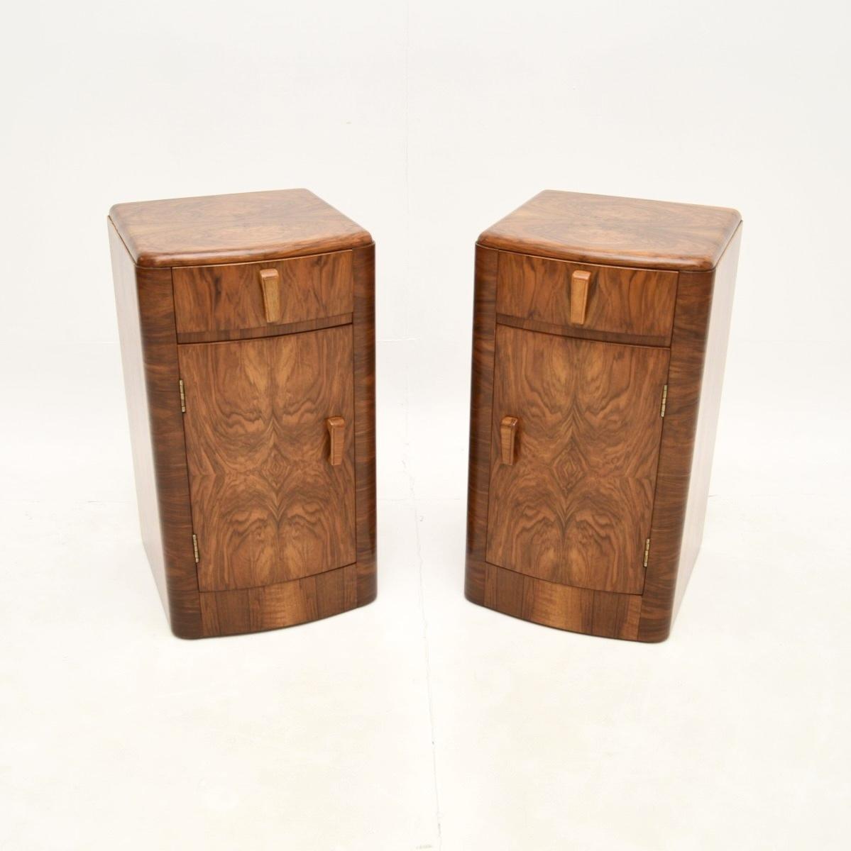 Pair of Art Deco Walnut Bedside Cabinets (1 of 10)