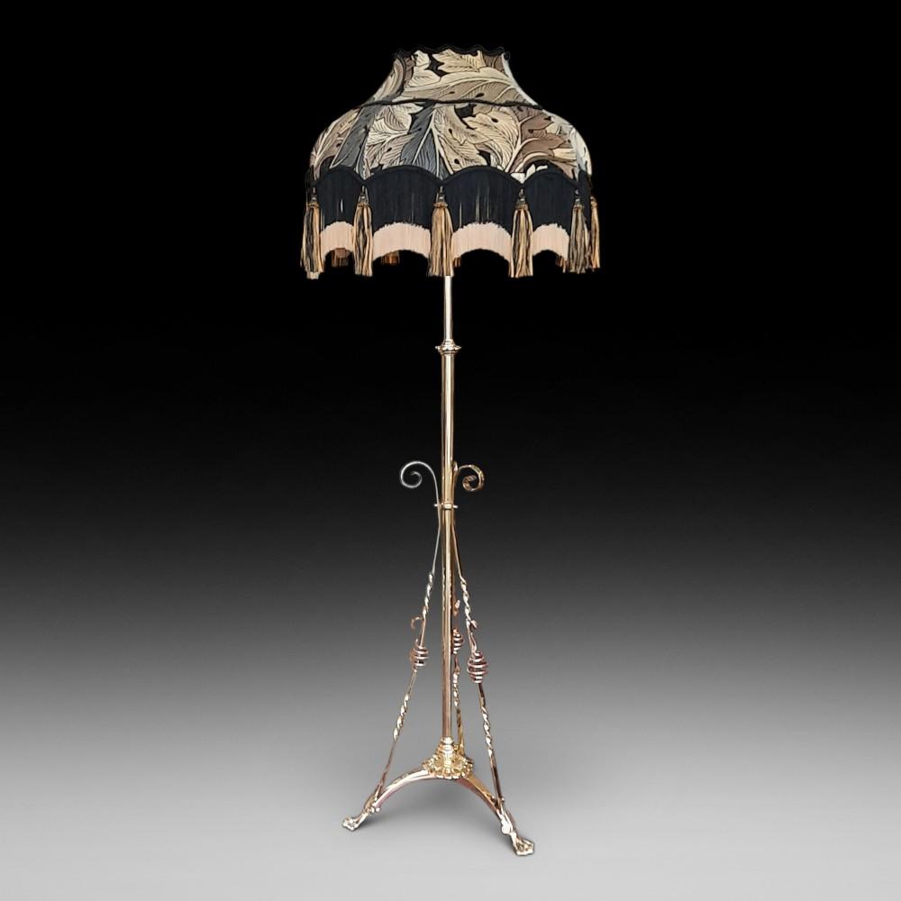 Arts & Crafts Brass Extending Standard Lamp (1 of 5)