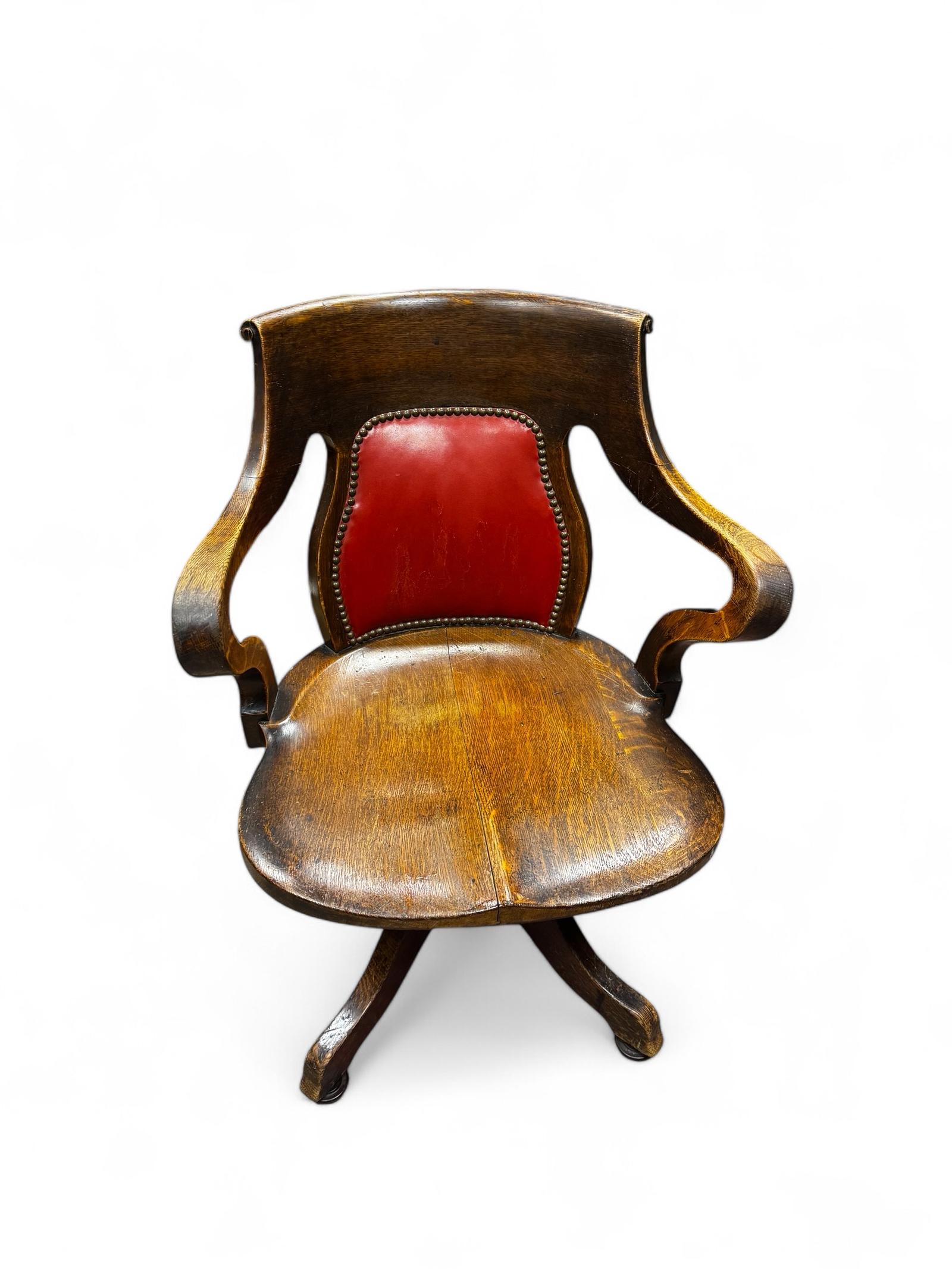 Antique Edwardian Oak Desk Chair (1 of 9)