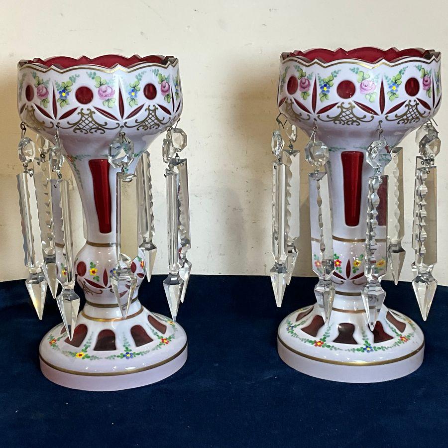 Lustres Overlay Cranberry Painted Glass (1 of 12)