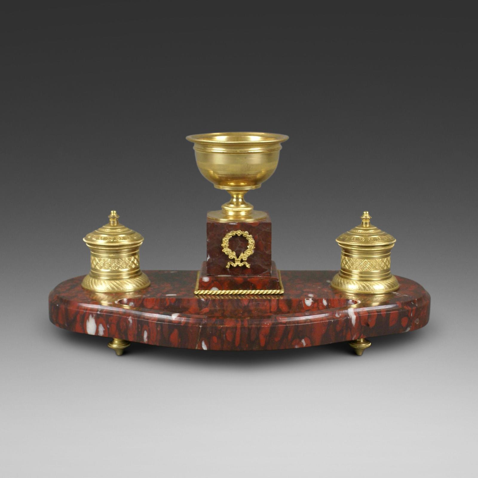 French Marble & Ormolu Inkstand (1 of 5) French Marble & Ormolu Inkstand (1 of 5)