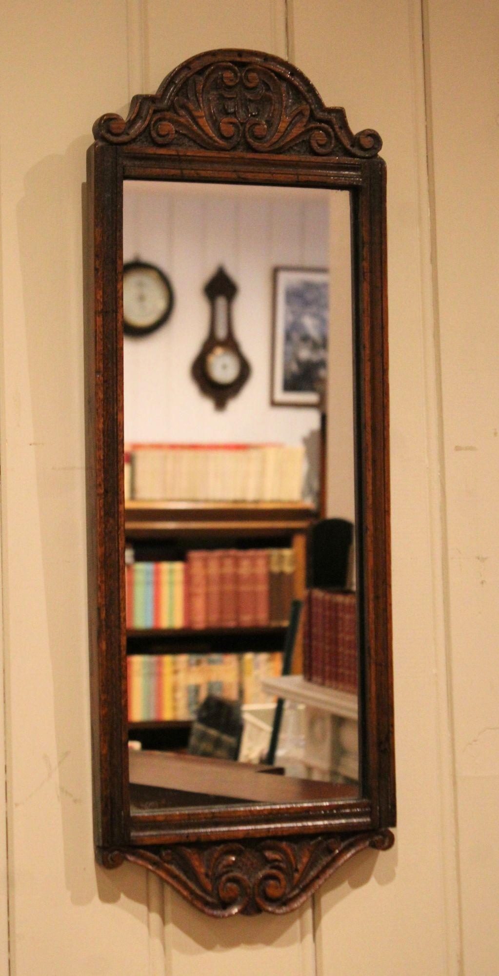 Small Carved Oak Wall Mirror (1 of 9)