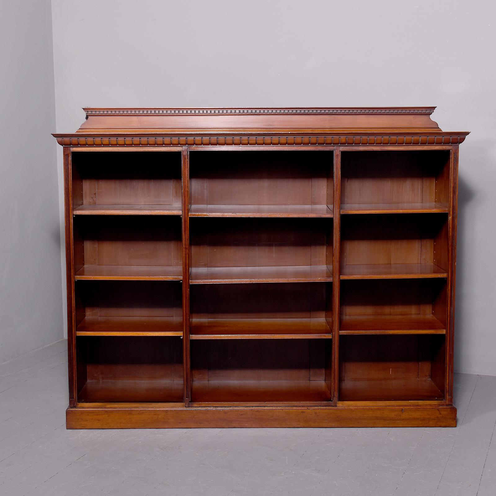Quality, Late Victorian Large Mahogany Three-section Open Bookcase (1 of 8)