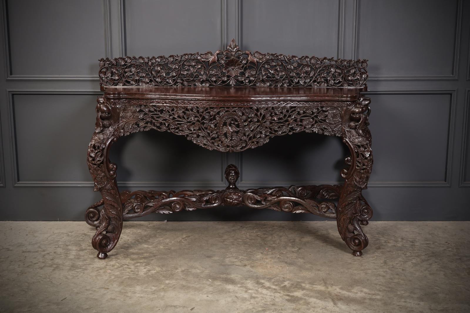 Burmese Carved Padauk Wood Console Table (1 of 12) Burmese Carved Padauk Wood Console Table (1 of 12)