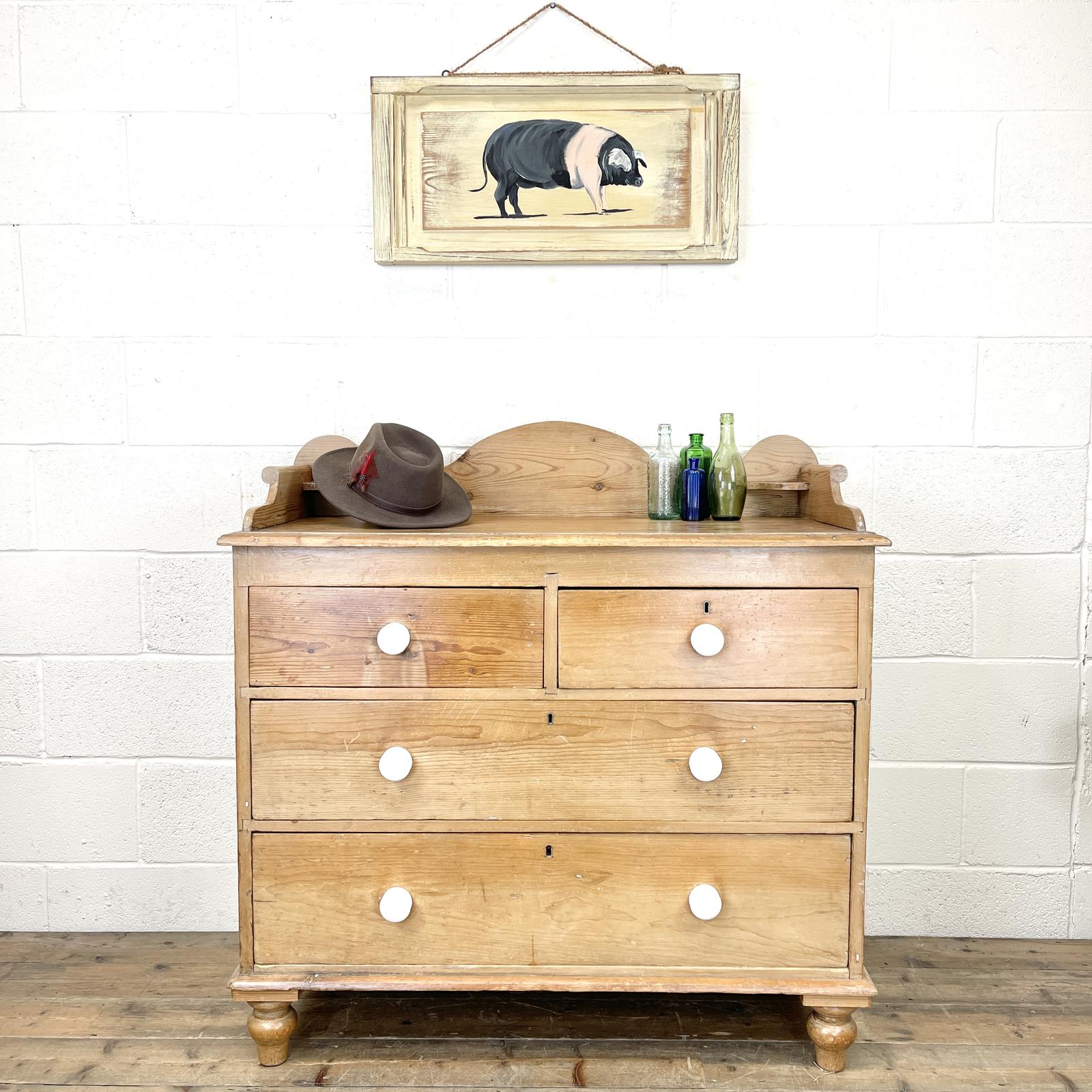 Antique Pine Chest of Drawers with Gallery Back (1 of 10) Antique Pine Chest of Drawers with Gallery Back (1 of 10)