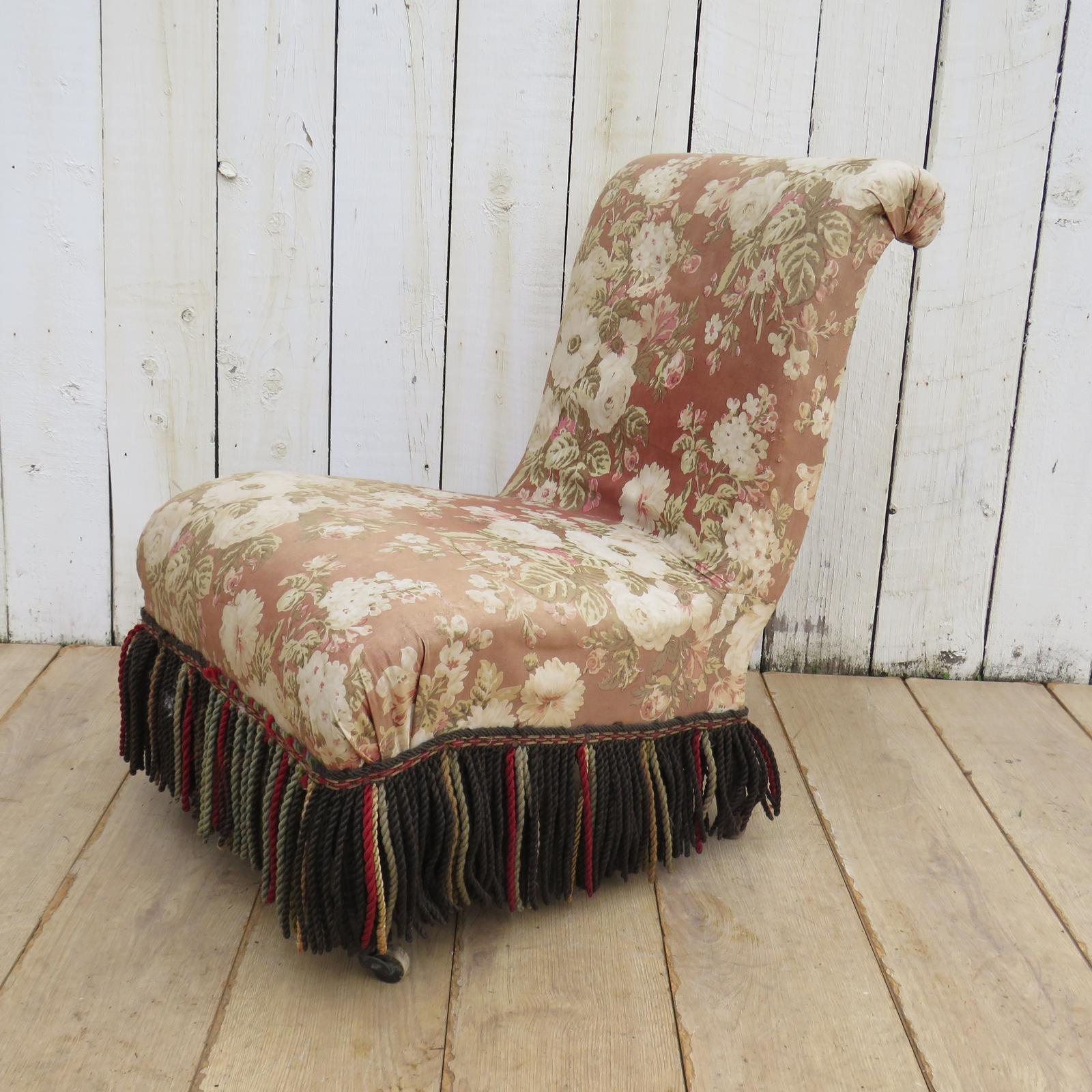 Antique Napoleon III Scroll Top Slipper Chair (1 of 8)