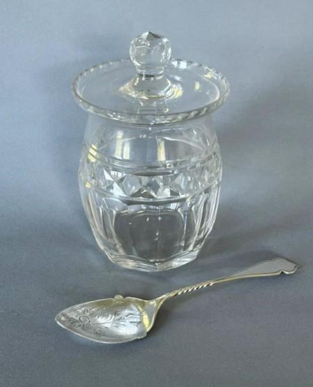 Edwardian Cut Glass Preserve Pot & Silver Spoon (1 of 8)