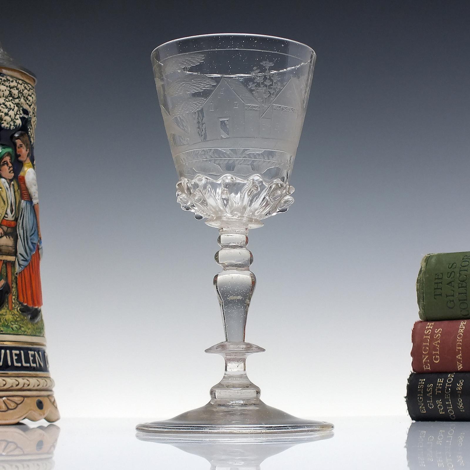 17th Century Bohemian Engraved Wine Glass Goblet c.1680 (1 of 9)