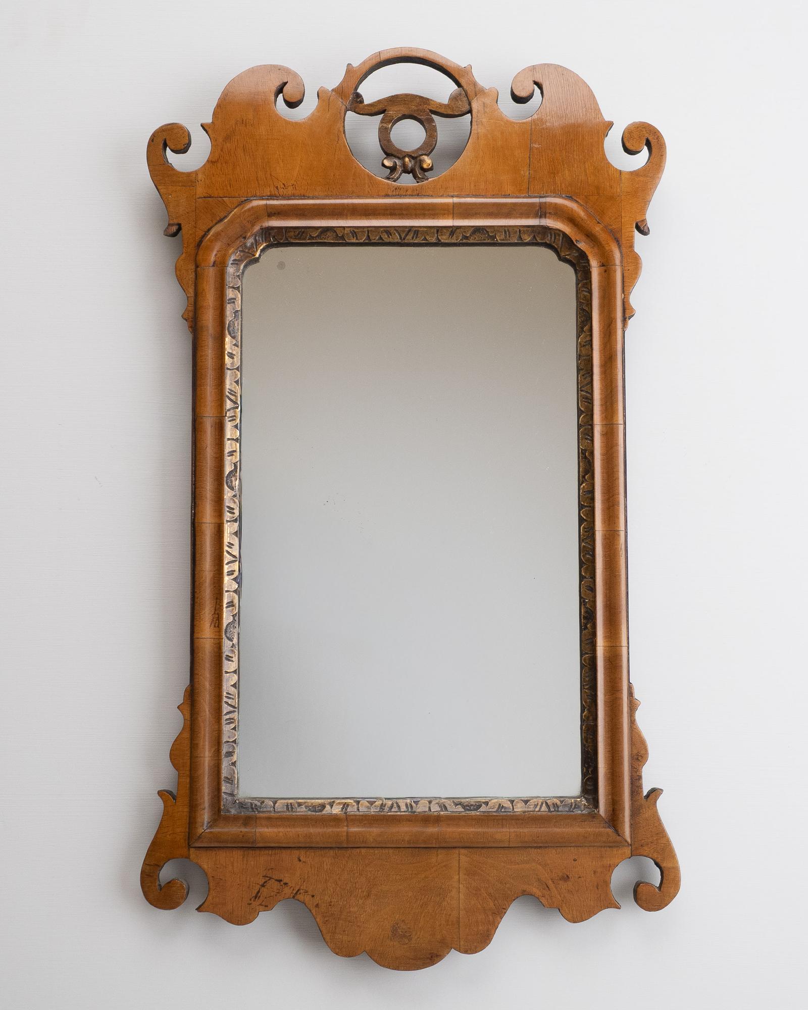 18th Century Chippendale-period Sycamore Rococo Fretwork and Gilt Small Mirror, Circa 1760–1780 (Georgian, George III) (1 of 12)