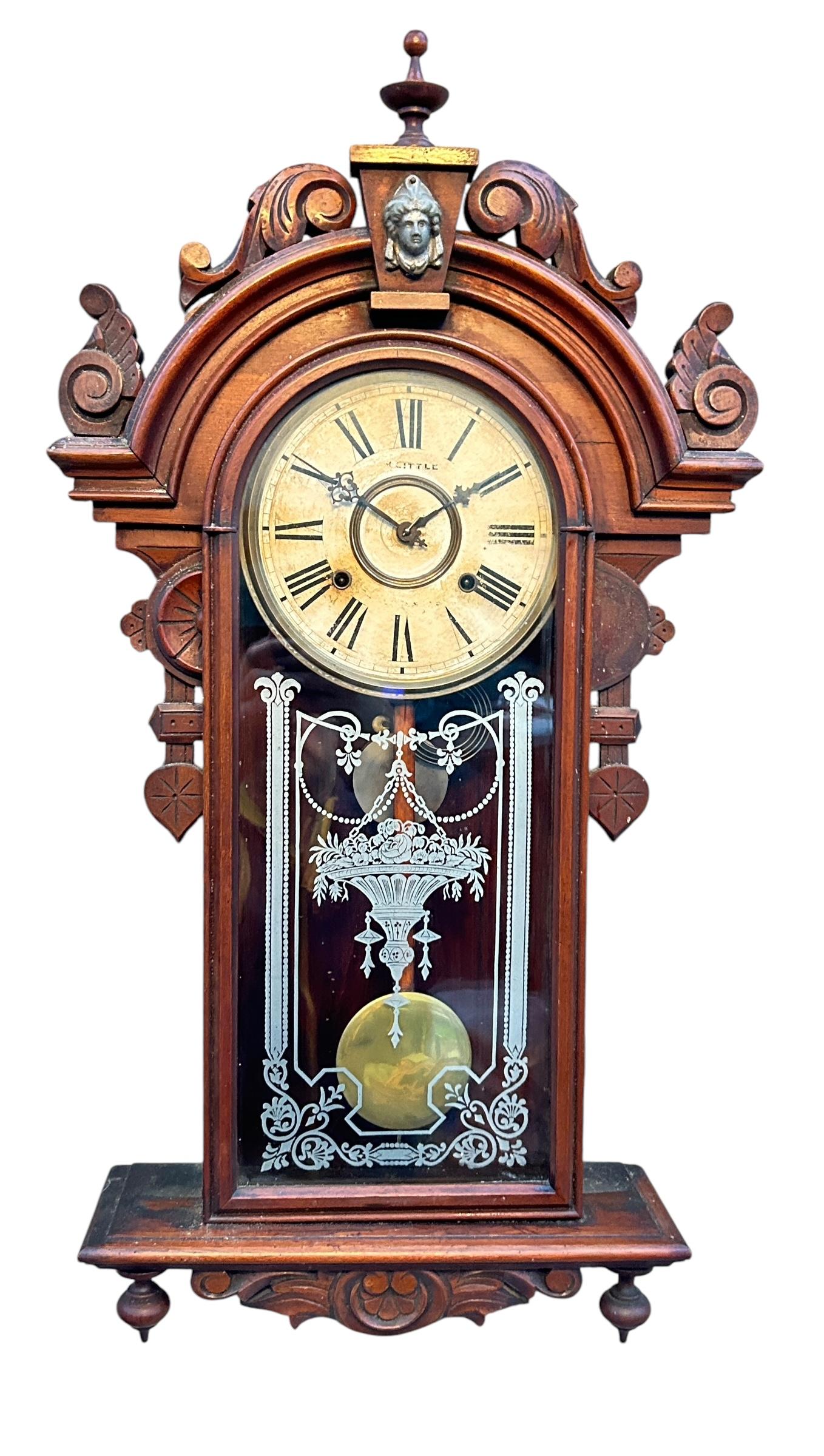 Fantastic American Drop Dial Mahogany Case Wall Clock ca.1890 (1 of 14)