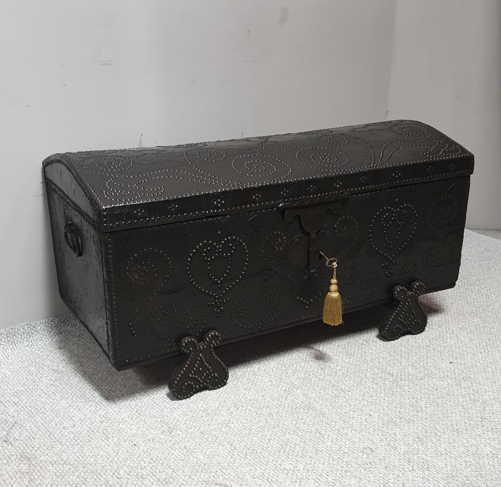 European 18th Century Crocodile Covered & Studded Travelling Chest (1 of 1)