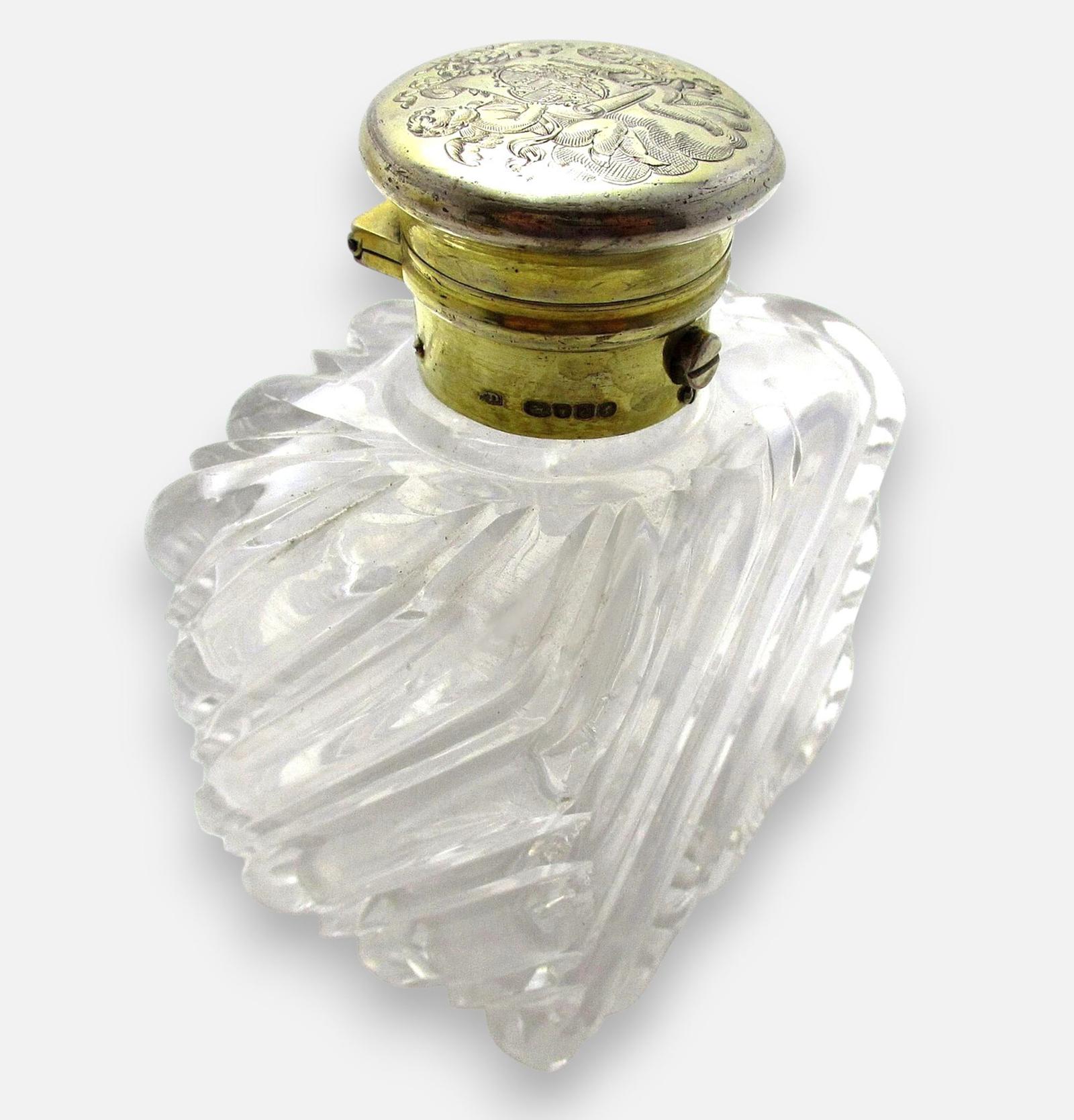 Large & Heavy Victorian Antique Sterling Silver & Glass Inkwell Vanity Perfume Bottle (1 of 6) Large & Heavy Victorian Antique Sterling Silver & Glass Inkwell Vanity Perfume Bottle (1 of 6)