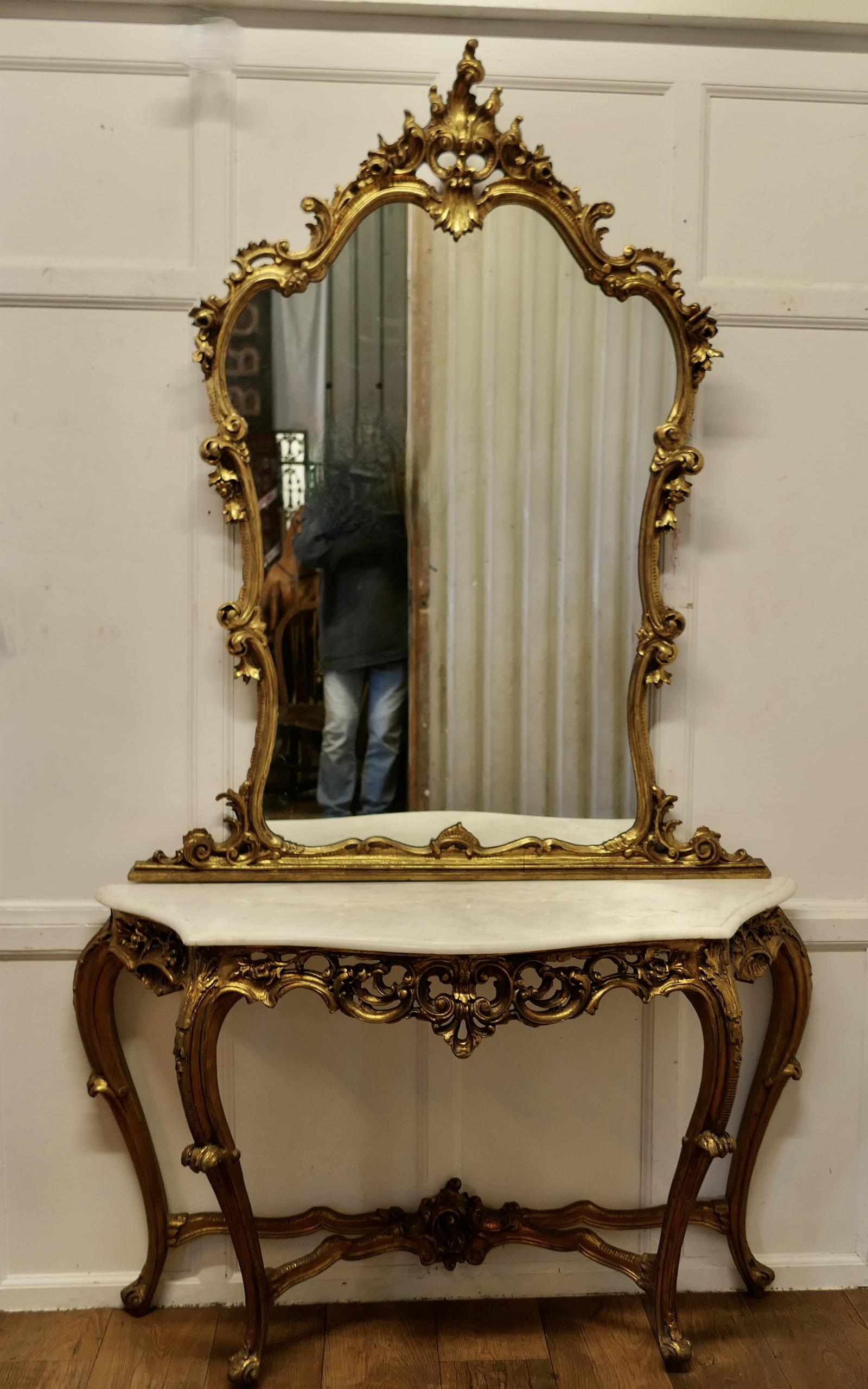 Rococo Giltwood Console Table and Mirror Set (1 of 7) Rococo Giltwood Console Table and Mirror Set (1 of 7)