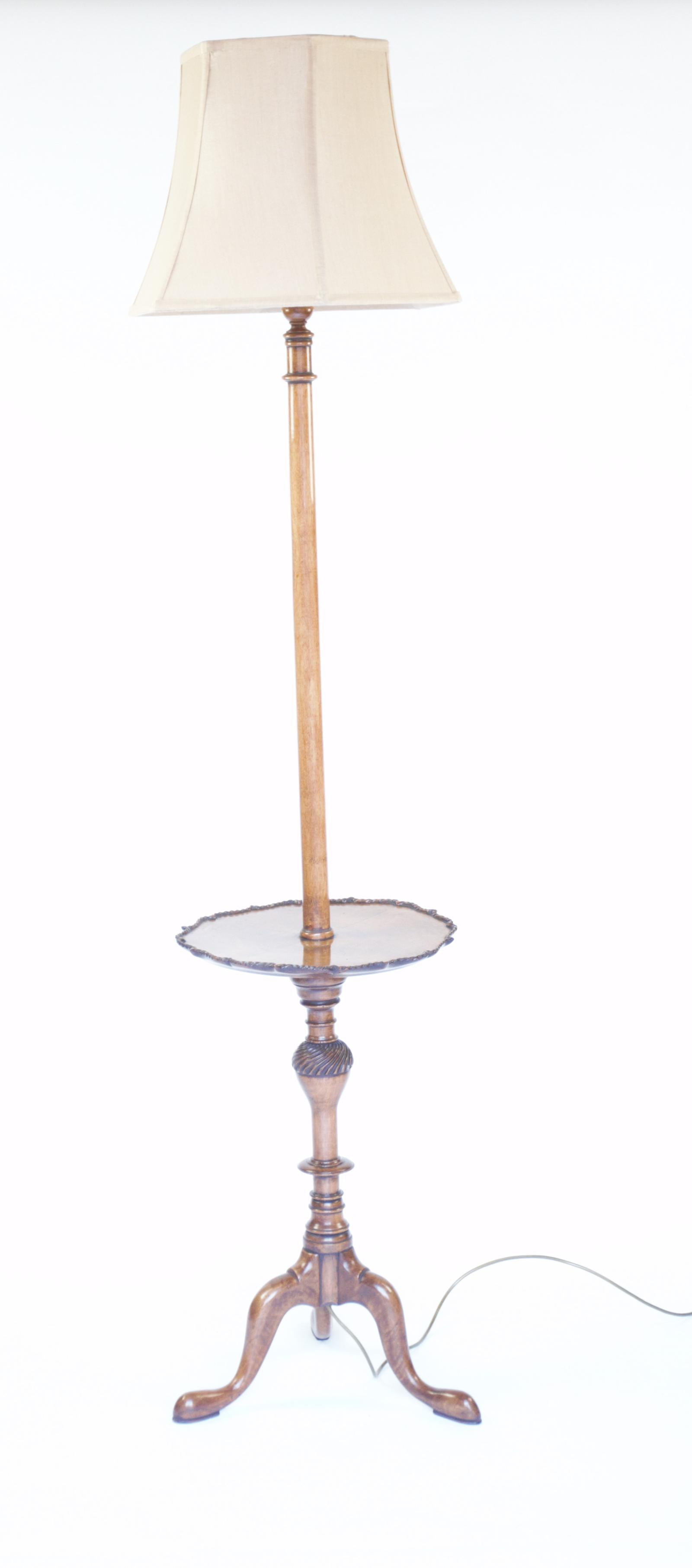 Walnut & Carved Standard Lamp c.1930 (1 of 5)