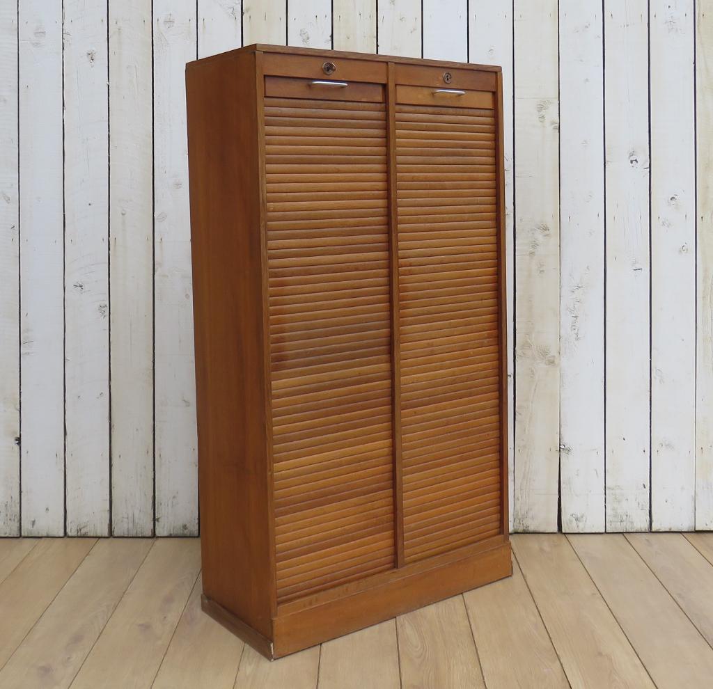 Double Oak Tambour Front Filing Cabinet (1 of 8) Double Oak Tambour Front Filing Cabinet (1 of 8)